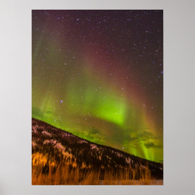 Aurora Borealis | Mountains Fairbanks Alaska Poster (Front)