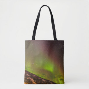Aurora Borealis Mountains Fairbanks Alaska Tote Bag
