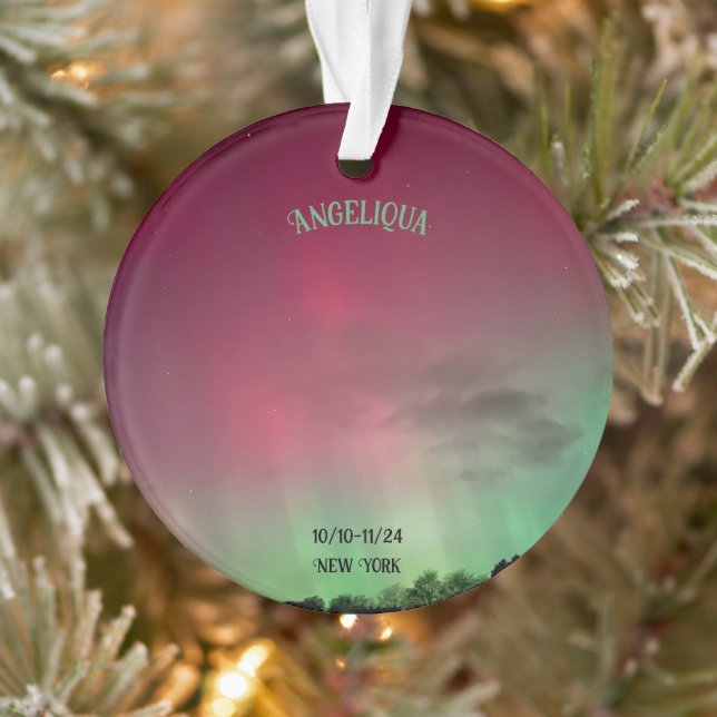 Aurora Borealis Name Date Acrylic Ornament (Tree)