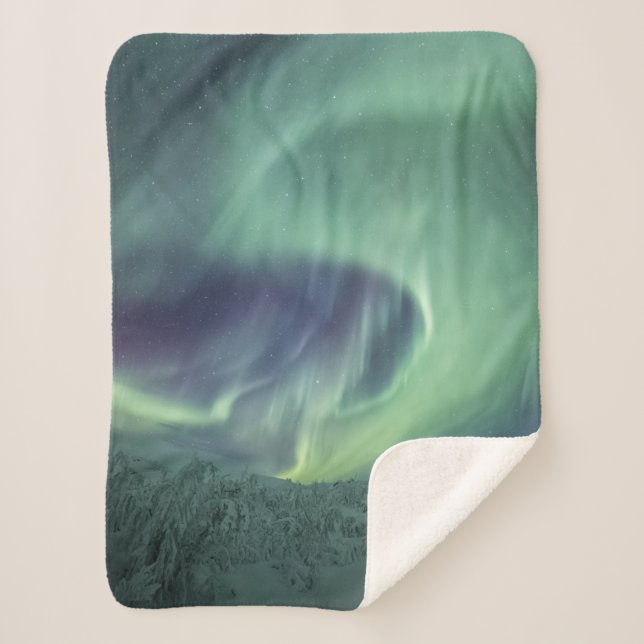 Aurora Borealis Nature Photo Sherpa Blanket (Front)