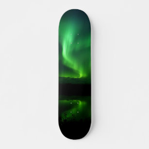 Aurora Borealis Norther Lights Alaska Sky Green Skateboard