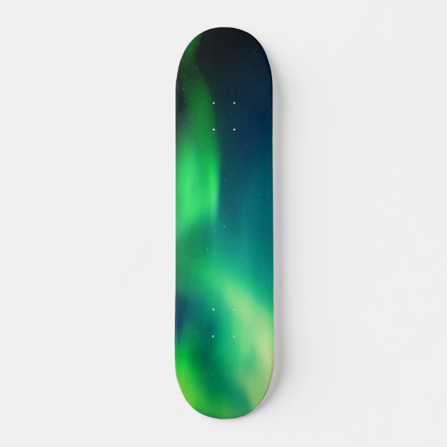Aurora Borealis Norther Lights Alaska Sky Green Skateboard (Front)