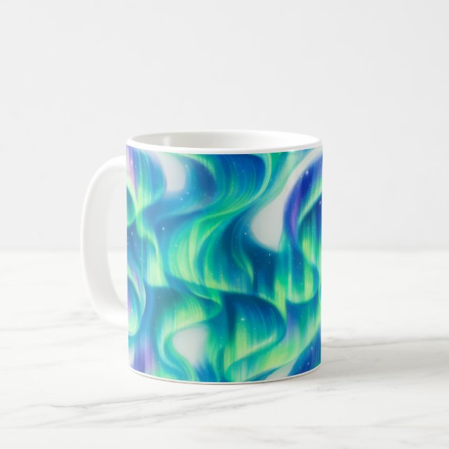 Aurora Borealis Northern Lights Abstract Pattern Coffee Mug (Front Left)