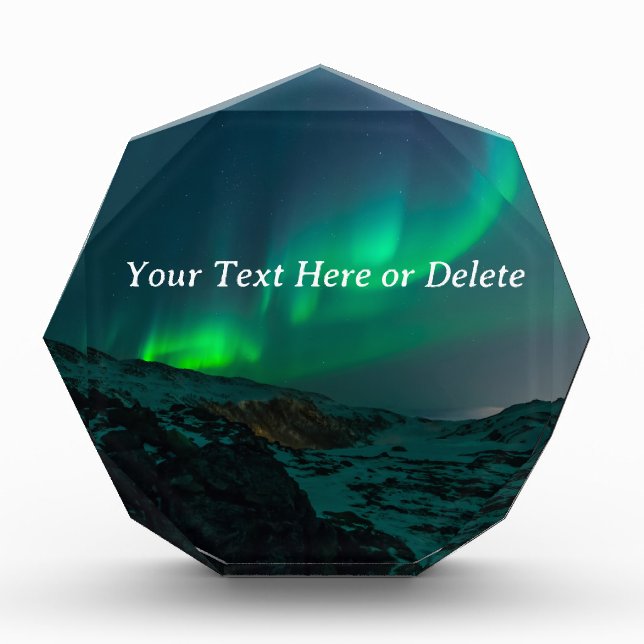 Aurora Borealis Northern lights Alaska sky Green Acrylic Award (Front)