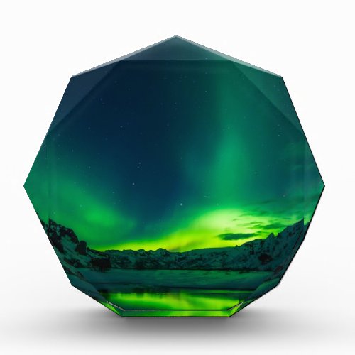 Aurora Borealis Northern lights Alaska sky Green Acrylic Award