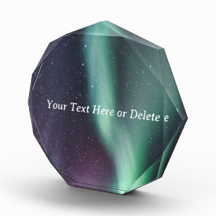 Aurora Borealis Northern lights Alaska sky Green Acrylic Award