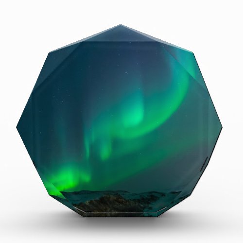 Aurora Borealis Northern lights Alaska sky Green Acrylic Award