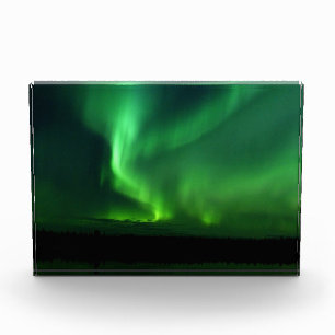 Aurora Borealis Northern lights Alaska sky Green Acrylic Award