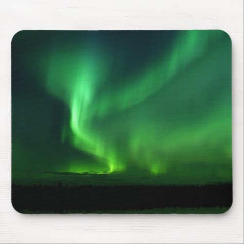 Aurora Borealis Northern lights Alaska sky Green Mouse Pad