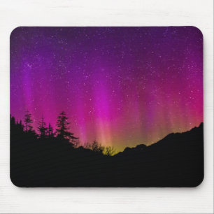 Aurora Borealis Northern lights Alaska sky Green Mouse Pad