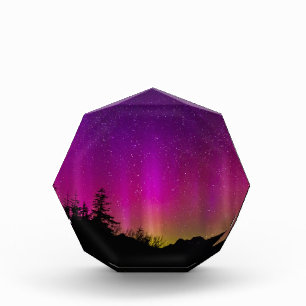 Aurora Borealis Northern lights Alaska sky Stars Acrylic Award