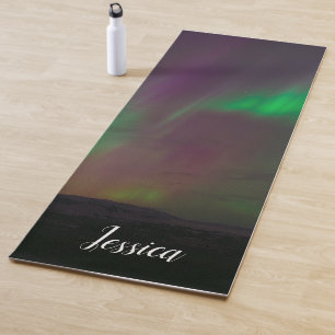 Aurora Borealis Northern lights Arctic mountains Y Yoga Mat