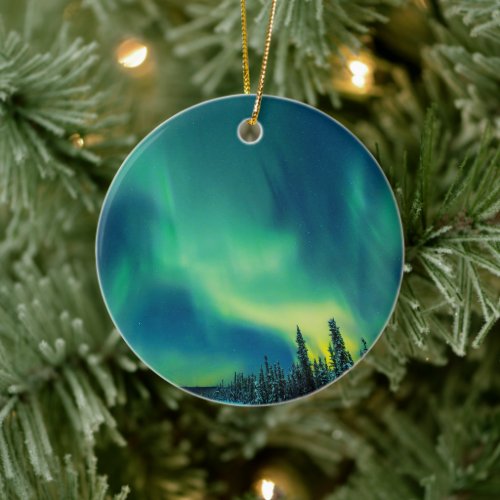 Aurora Borealis Northern lights arctic night sky C Ceramic Ornament