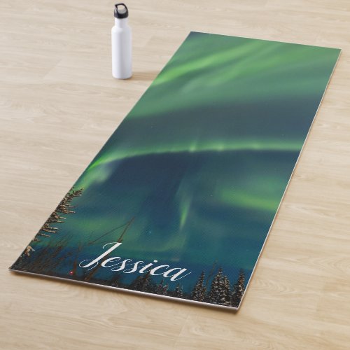 Aurora Borealis Northern lights Arctic sky night Y Yoga Mat