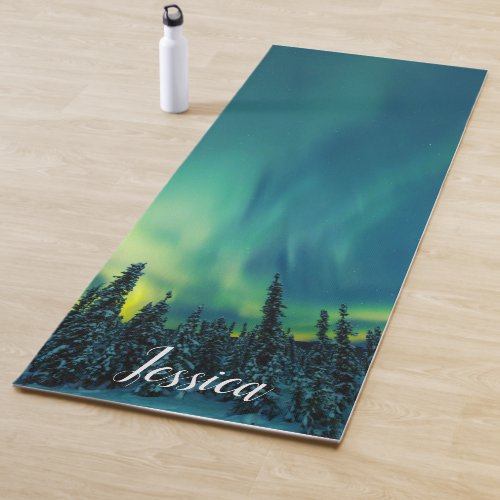 Aurora Borealis Northern lights Arctic sky night  Yoga Mat