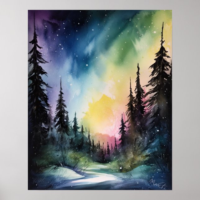 Aurora Borealis Northern Lights Art Print Poster (Front)