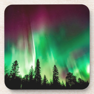 Aurora borealis northern lights beverage coaster