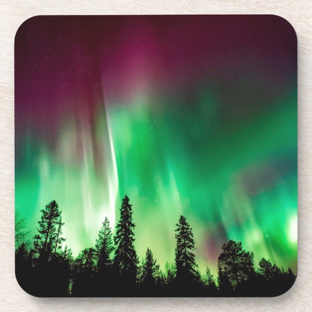 Aurora borealis northern lights beverage coaster (Front)