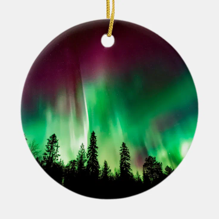 Aurora borealis northern lights ceramic ornament | Zazzle