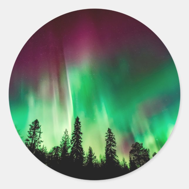 Aurora borealis northern lights classic round sticker (Front)