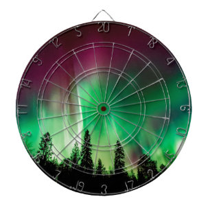 Aurora borealis northern lights dartboard with darts