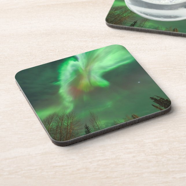 Aurora Borealis Northern Lights | Fairbanks Beverage Coaster (Left Side)