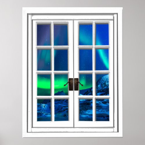 Aurora Borealis Northern Lights Fake Window Art Poster