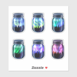 Aurora Borealis Northern Lights Galaxy Jar Set Sti Sticker
