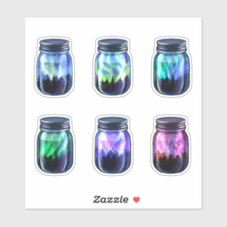 Aurora Borealis Northern Lights Galaxy Jar Set Sti Sticker