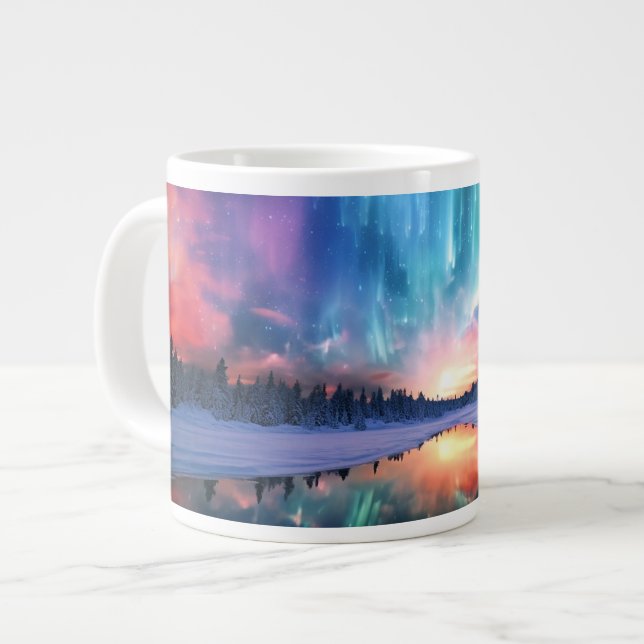 Aurora Borealis, Northern Lights, Giant Coffee Mug (Front Left)