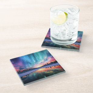 Aurora Borealis, Northern Lights, Glass Coaster