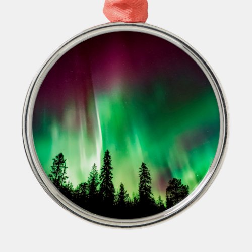Aurora borealis northern lights metal ornament