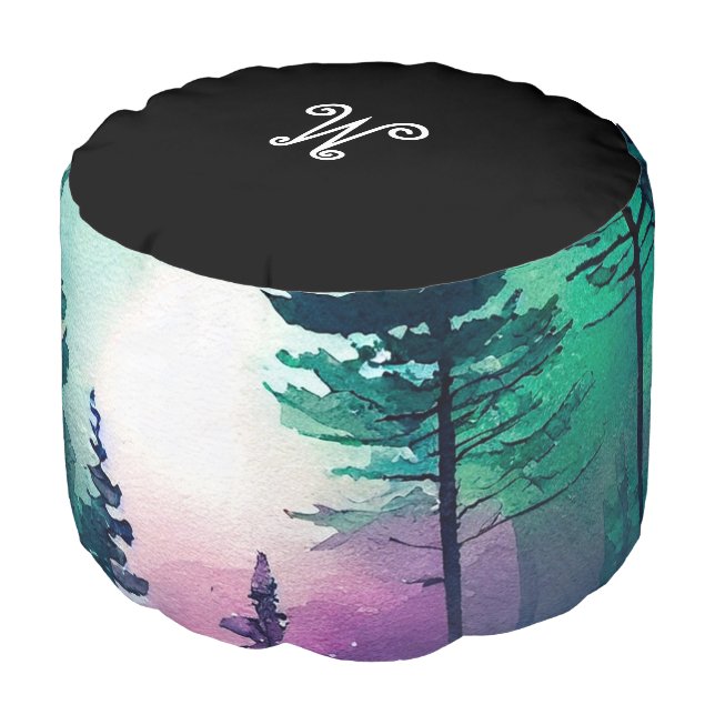 *~* Aurora Borealis Northern Lights . Night  Pouf (Angled Front)