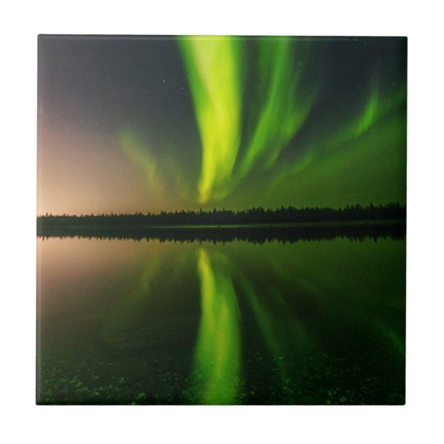 Aurora Borealis Northern lights Norway  Ceramic Tile (Front)