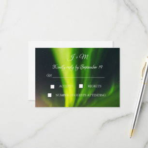 Aurora Borealis Northern Lights Stars Modern RSVP Card