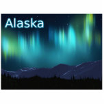 Aurora Borealis - Northern Lights Statuette<br><div class="desc">A multi-colored, fractal rendering of the aurora borealis, or Northern Lights, superimposed on a digital painting of snow-covered mountains. Text reading "Alaska" also appears in glowing blue and white. Feel free to ask me if you need assistance with other sizes. Click on "Ask this Designer" in the upper right-hand corner....</div>
