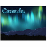 Aurora Borealis - Northern Lights Statuette<br><div class="desc">A multi-colored, fractal rendering of the aurora borealis, or Northern Lights, superimposed on a digital painting of snow-covered mountains. Text reading "Canada" also appears in glowing blue. Feel free to ask me if you need assistance with other sizes. Click on "Ask this Designer" in the upper right-hand corner. The aurora...</div>