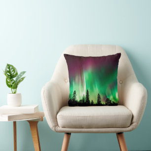 Aurora borealis northern lights throw pillow