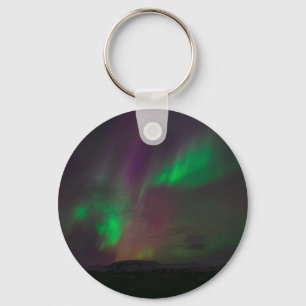 Aurora Borealis Northern Lights Trees Nature Lands Keychain