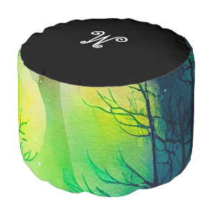 *~* Aurora Borealis Northern Lights Trees Pouf