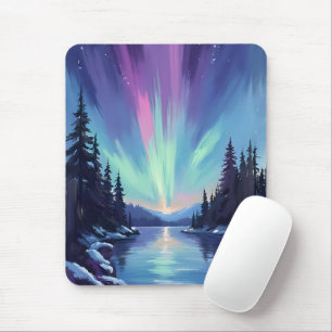 Aurora Borealis Northern Lights Watercolor Mouse Pad