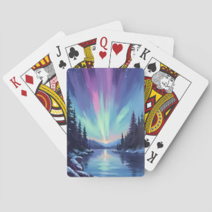 Aurora Borealis Northern Lights Watercolor Poker Cards
