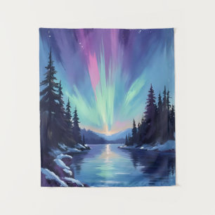 Aurora Borealis   Northern Lights Watercolor Tapestry