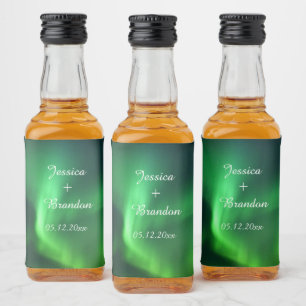 Aurora Borealis Northern lights Wedding Liquor Bottle Label