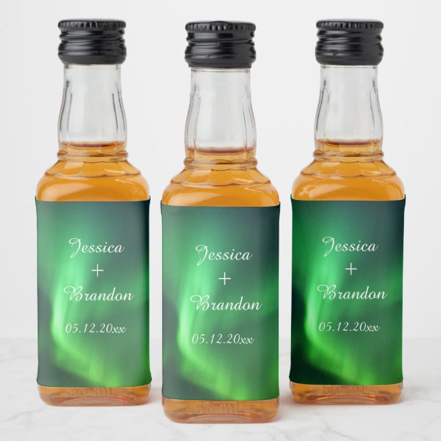 Aurora Borealis Northern lights Wedding Liquor Bottle Label (Bottles)