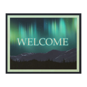 Aurora Borealis (Northern Lights) - Welcome Wood Wall Decor