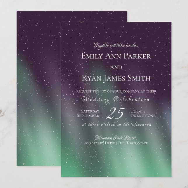 Aurora Borealis Northern Sky Invitation (Front/Back)