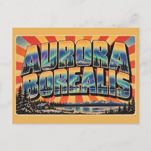 Aurora Borealis NT Northern Lights Dark Sky Art Postcard