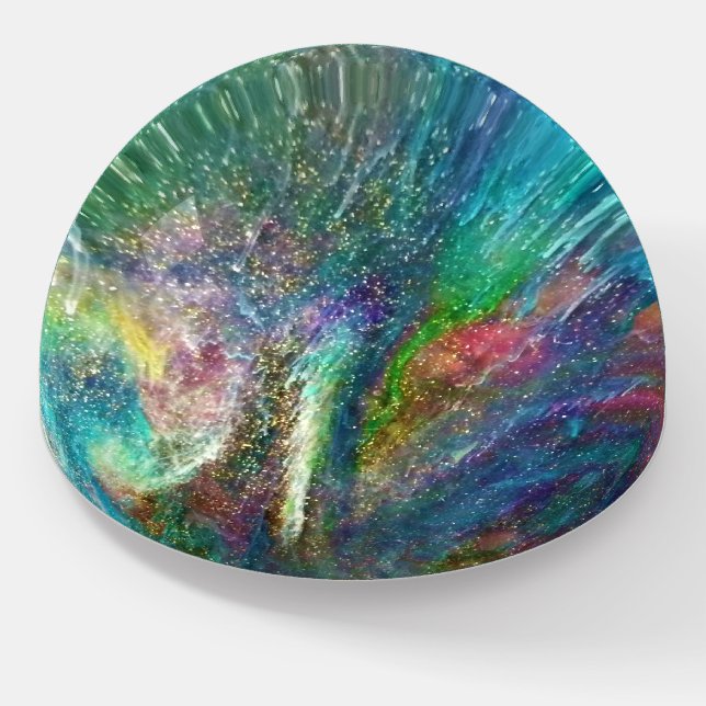 Aurora Borealis Original Abstract Artwork Paperweight (Angled)