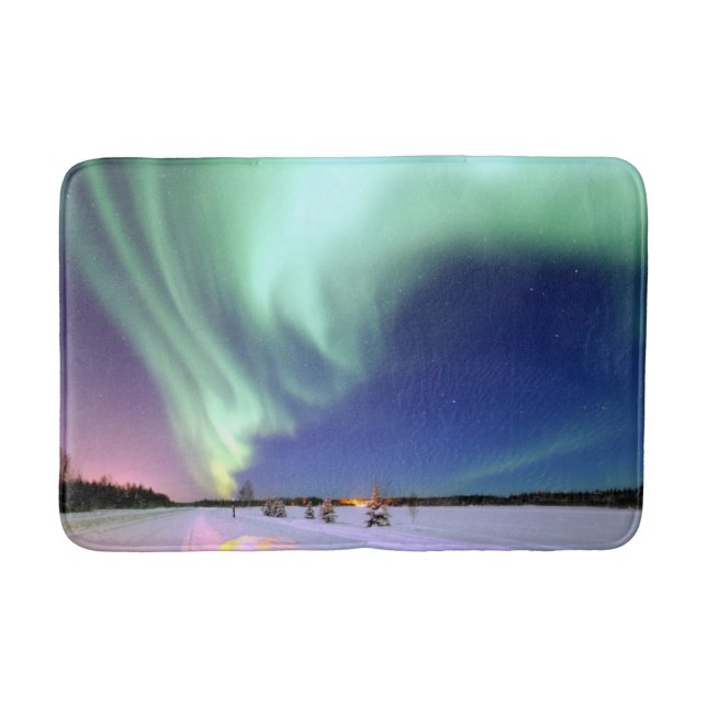 Aurora Borealis over Alaska  Bath Mat (Front)